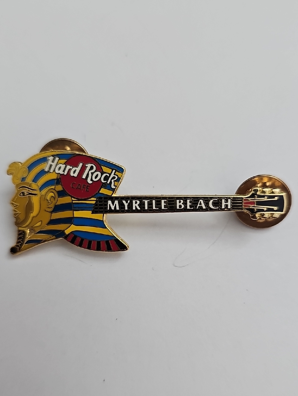 Hard Rock Cafe Myrtle Beach Pharaoh Guitar Pin - Yellow, Blue, Red, Black